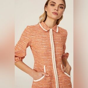 Maje Orange Twwed Dress 40 New with Tags